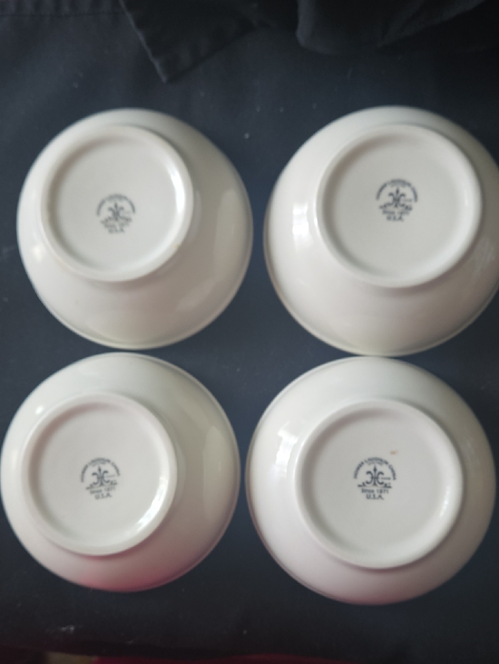 Four Homer Laughlin China White Ceramic Cearl Bowl
